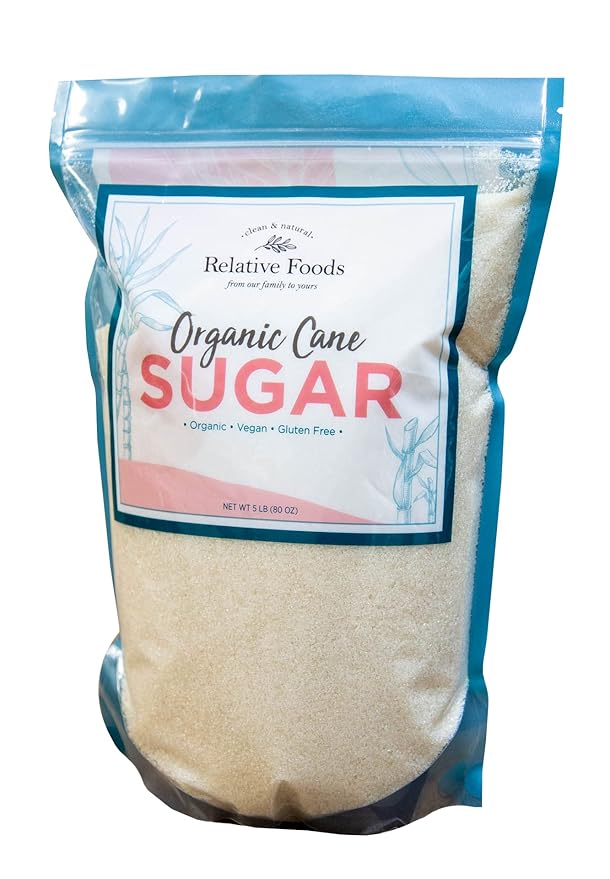 Organic Cane Sugar Crystals (5lb sugar packet) - Preservative &amp bone-char free vegan food sugar substitute gluten free Non-GMO fine natural sugar sweetener for cooking beverages &amp more