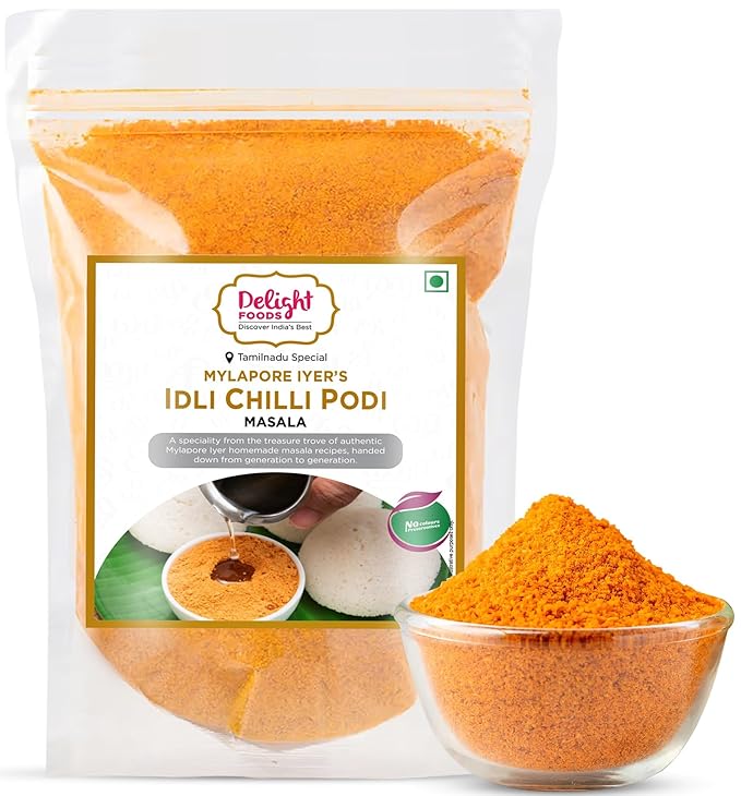 Delight Foods Mylapore Iyer's Idli Chilly Podi 350g - Ready Masalas | Mixed Spices | Tamil Nadu Special | NO PRESERVATIVES