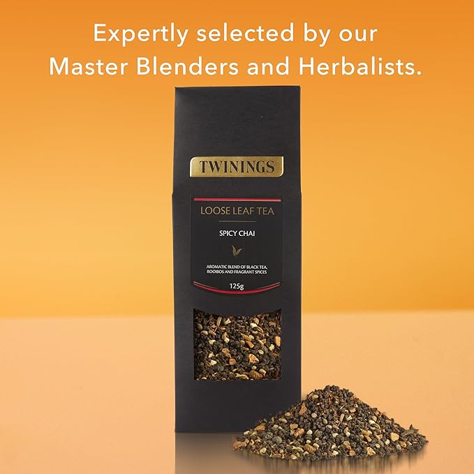 Twinings Spicy Chai Loose Leaf Black Tea 4.41 Ounce (125g) Pouch Caffeinated Enjoy Hot or Iced (Pack of 2)