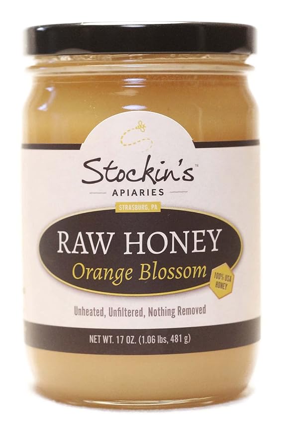 Stockin's Apiaries Raw Orange Blossom Honey Unheated Unfiltered &amp Nutritious 17 Oz.