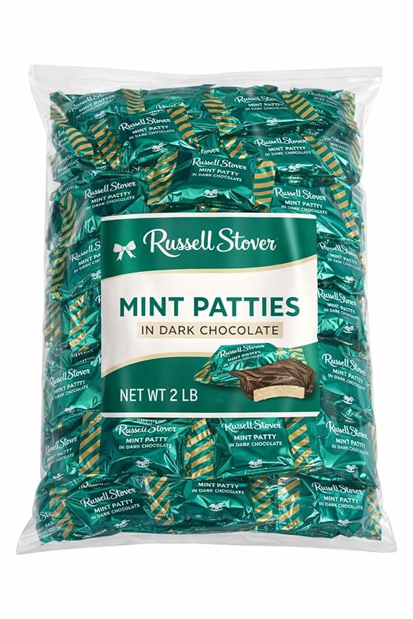 Russell Stover MINT PATTY IN DARK CHOCOLATE INDIVIDUALLY WRAPPED (2 POUNDS Mint Dark Chocolate)