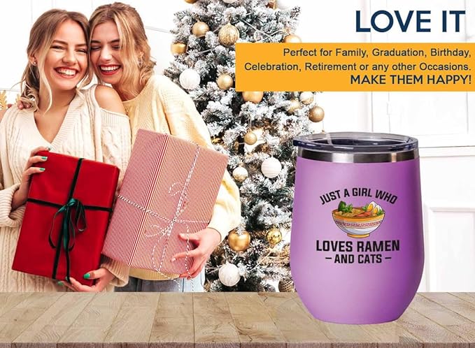 Ramen Lover Blue Edition Wine Tumbler 12oz - Just a girl who loves - Food Lovers chicken pumpkin vegan pantry spicy noodles