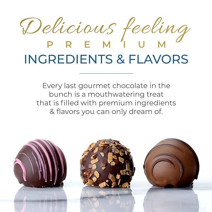 CRAVINGS BY ZOE Gourmet Chocolate Truffle Gift Box for Easter | 16 Count | Assorted Gourmet Milk &amp Dark Chocolate Candy Food Gift Basket Anniversary Birthday Get Well Holiday Thank You Men Wom