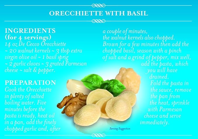 De Cecco Semolina Pasta Orecchiette No.91 5 Pound (Pack of 4)
