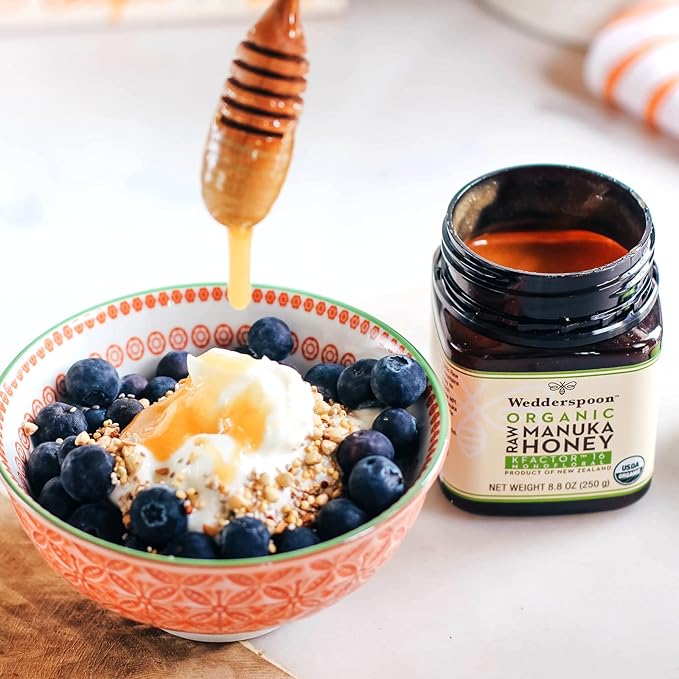 Wedderspoon Organic Raw Manuka Honey 150+ MGO 8.8 Oz Unpasteurized New Zealand Honey Non-GMO BPA-Free Jar Superfood &amp Natural Wellness Support