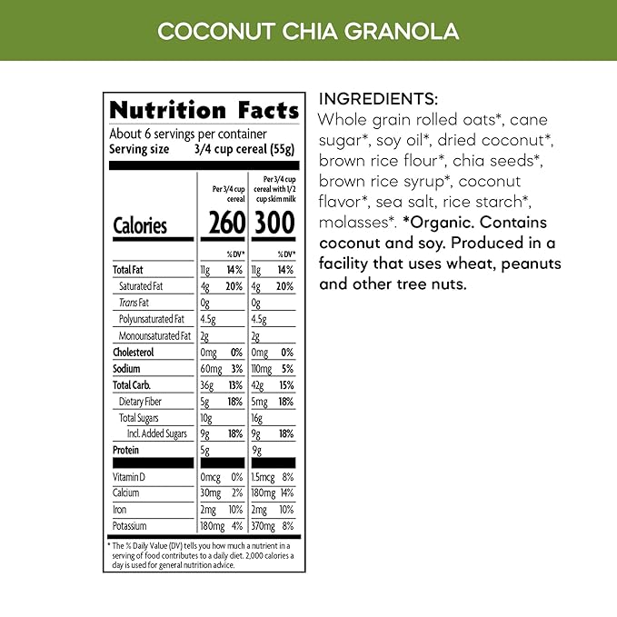 Nature's Path Organic Coconut Chia Granola 12.34 oz (Pack of 12) Non-GMO