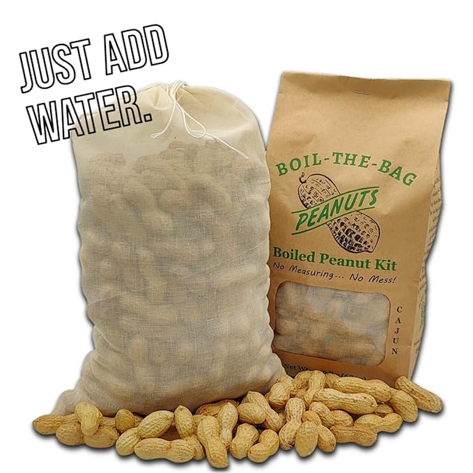 Boiled Peanuts Kit | Contains Premium In Shell Peanuts Salt and a Unique Seasoning Blend in a Muslin Cooking Bag | 4 Kits of Buffalo Wing Flavor