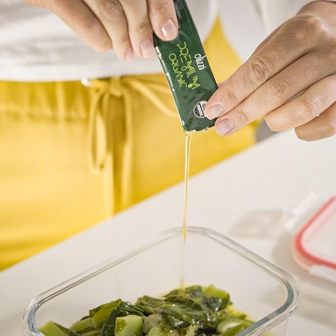 Olive Oil Packets - Olizzi Premium Organic Extra Virgin New Harvest Award Winning Early Harvest Cold Pressed USDA Organic Certified Single Serve Mini Salad Dressing To Go Individual Travel S