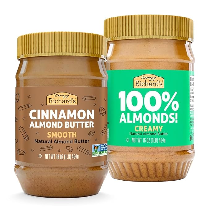 Crazy Richard's 100% All-Natural Creamy Dry Roasted Almond Butter with No Added Sugar and Non-GMO (16 Ounce Pack of 2)