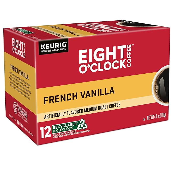 Eight O'Clock Coffee French Vanilla Single-Serve Coffee K-Cup Pods Medium Roast 72 Count