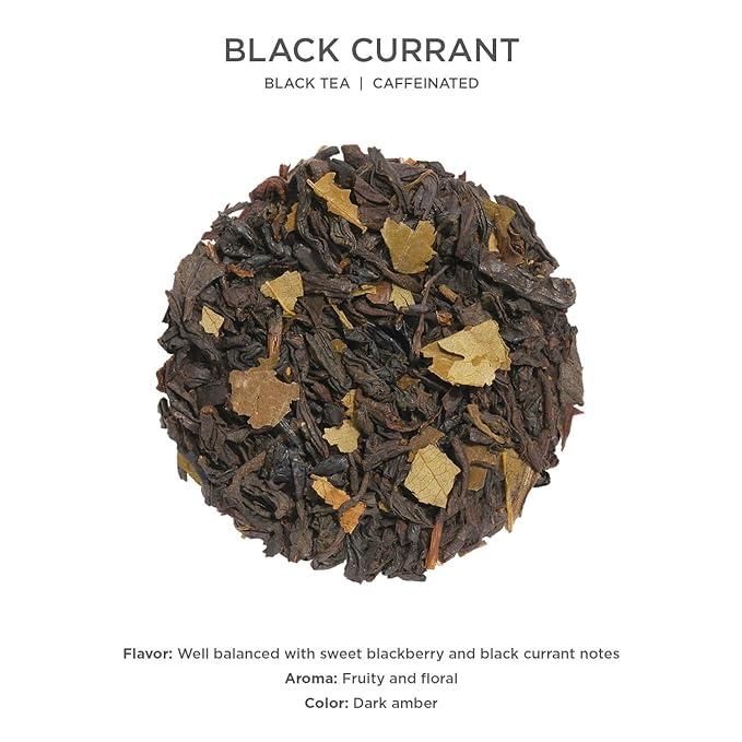 Tea Forte Black Currant Premium Loose Leaf Caffeinated Black Tea Blend Canister Makes 35-50 Cups