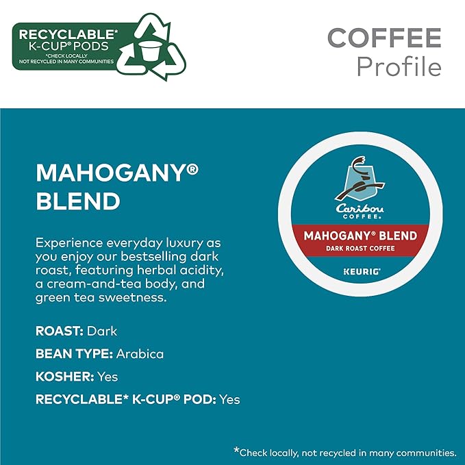Caribou Coffee Single Serve Keurig K-Cup Pod Variety Pack Light Medium and Dark Roast Coffees 40-Count Box(Pack of 1)