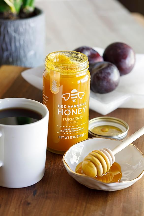 Bee Harmony Floral Infused Raw Honey Variety Pack (Lavender Jasmine and Turmeric) 12 OZ each