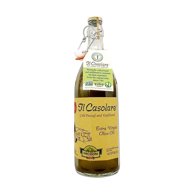Farchioni Il Casolare Unfiltered Extra Virgin Olive Oil 33.8 oz – Cold Pressed Unfiltered Rustic Italian Flavor – Made from 100% Italian Olives – First Cold Press