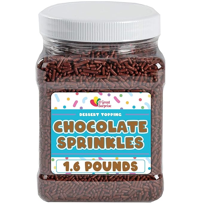 Chocolate Sprinkles - 1.6 Pounds - Brown Jimmies - Chocolate Football Sprinkles for Ice Cream Cake Decorating Cookies Cupcakes Brownies