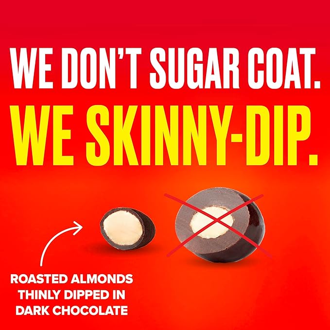 SkinnyDipped Dark Chocolate Peanut Butter Almonds Chocolate Covered Almonds Low Sugar Gluten Free Healthy Snack 1.2 Ounce Bags (Pack of 15)
