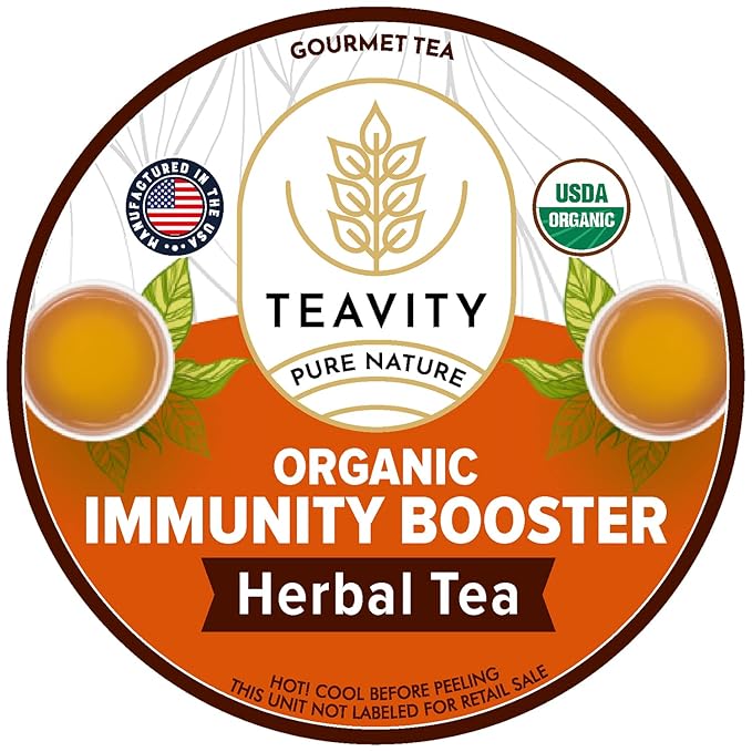 Organic Ginger Tea Pod with Echinacea Turmeric and Licorice for Keurig Decaf by Teavity (24 Tea Pods)