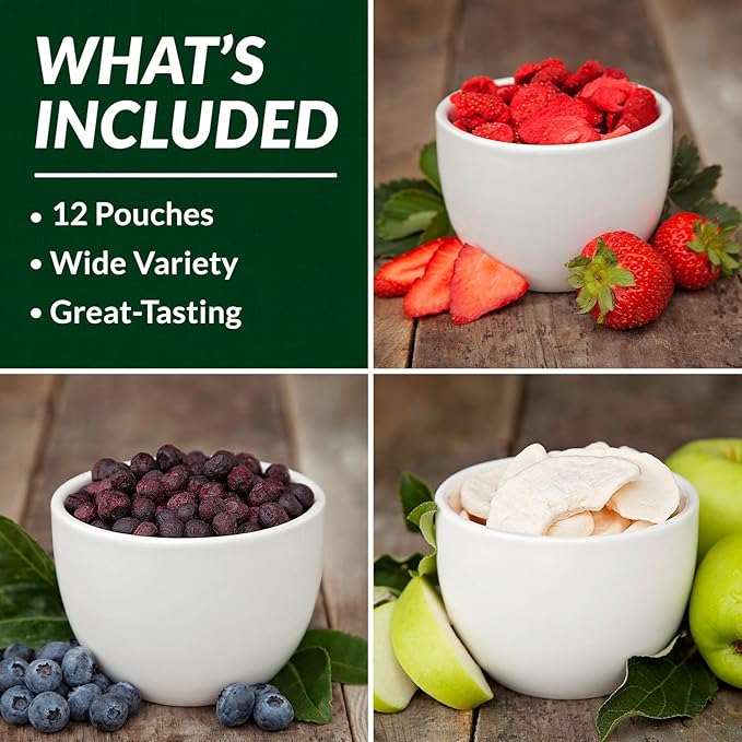 Valley Food Storage Freeze Dried Fruit Bucket | 12 Pouch Emergency Food Supply | Non-GMO Survival Food with 25 Year Shelf Life | Camping Snacks Long Term Food Storage &amp Prepper Supplies | Package