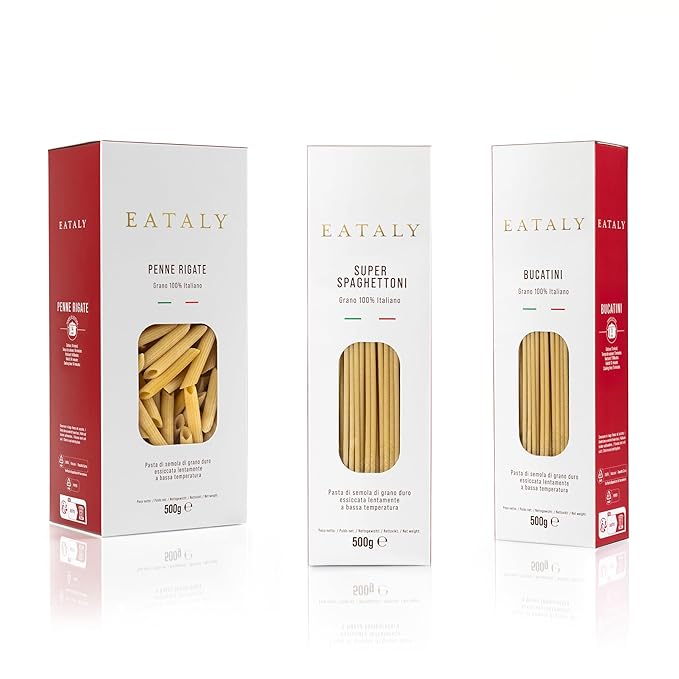 Eataly All-Star Variety Pasta Bundle Pack- Bucatini Super Spaghettoni &amp Penne Rigate 3-500g (17 oz.) Boxes- 1 Each