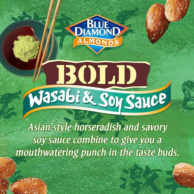 Blue Diamond Almonds Wasabi/Soy Sauce 12-4 oz bags