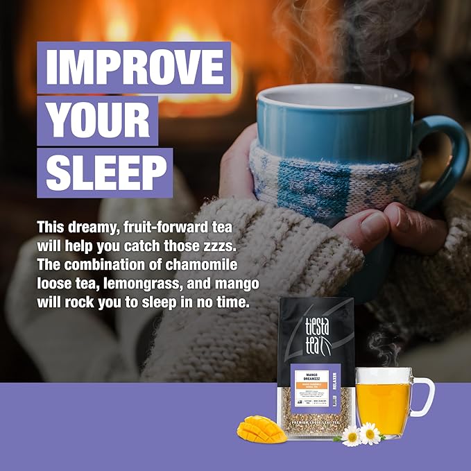 Tiesta Tea - Mango Dreamzzz Chamomile Loose Leaf Herbal Tea Relaxing Chamomile &amp Lemongrass Blend Caffeine-Free Brew Hot or Iced Makes Up to 200 Cups Resealable Bulk Pouch 12 Ounce