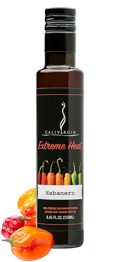 Calivirgin Habanero Olive Oil - Habanero Infused Extra Virgin Olive Oil - Cold Pressed Olive Oil - Habanero Flavored Olive Oil - No Preservatives Organically Grown Olives - Gourmet Olive Oil - 250ml