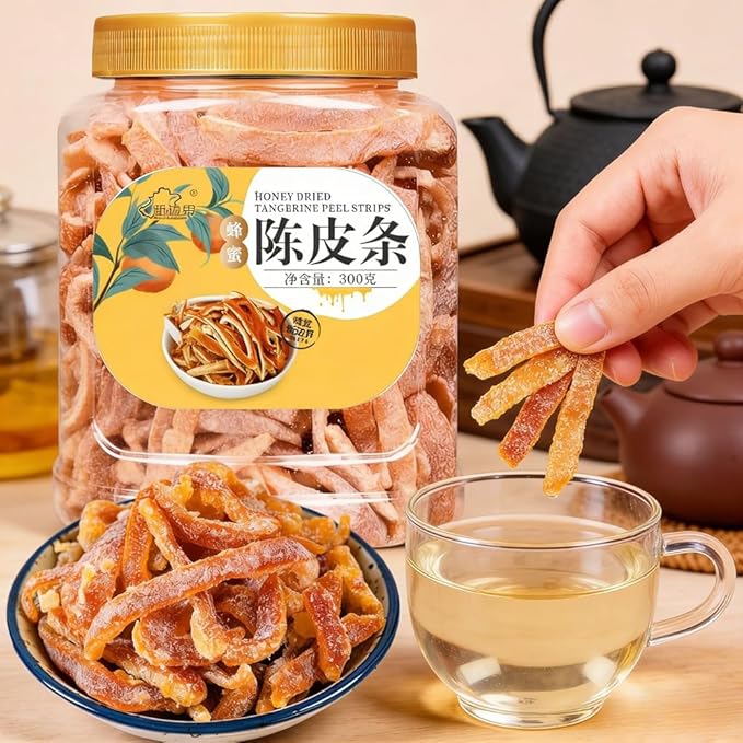 Honey dried tangerine peel strips 300g canned preserved fruit sweet and sour taste leisure instant snack suitable for making tea