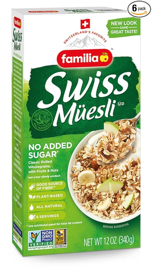 Familia Swiss Muesli Cereal Sugar Free 12 oz (Pack of 6)