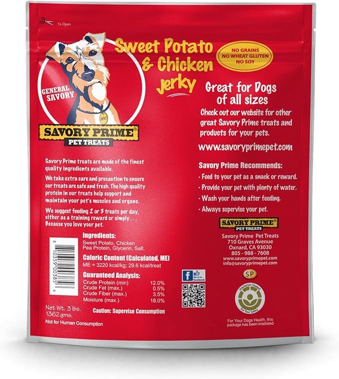 Savory Prime Sweet Potato and Chicken Jerky 48 oz.