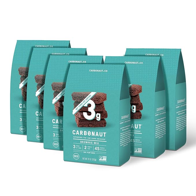 Carbonaut Low Carb Brownie Mix | Keto-Certified &amp Non-GMO Low Carb Flour | Perfect for Making Low Calorie Diet-Friendly Brownies | Only 3g of Carbs Per Serving 10 oz. (Pack of 6)