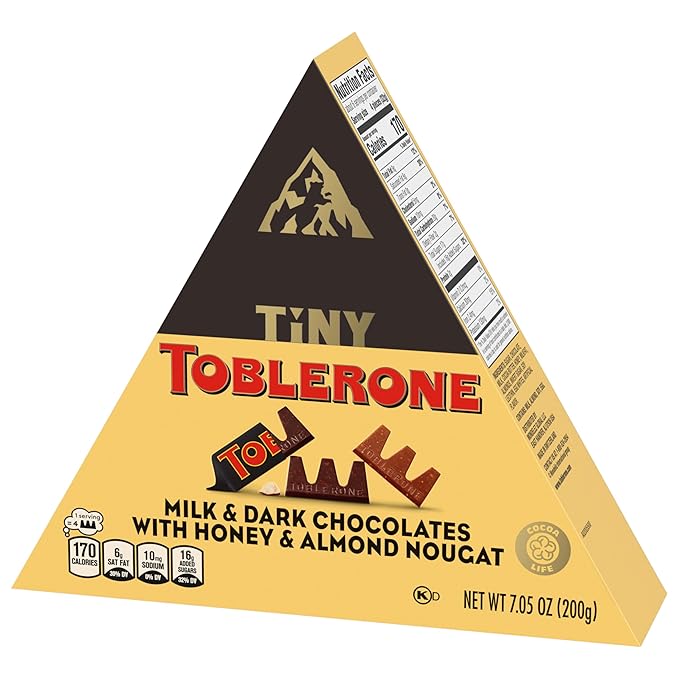 TOBLERONE Tiny Assorted Chocolate Bars Variety Pack (Milk &amp Dark) 1 Gift Box (25 Pieces)