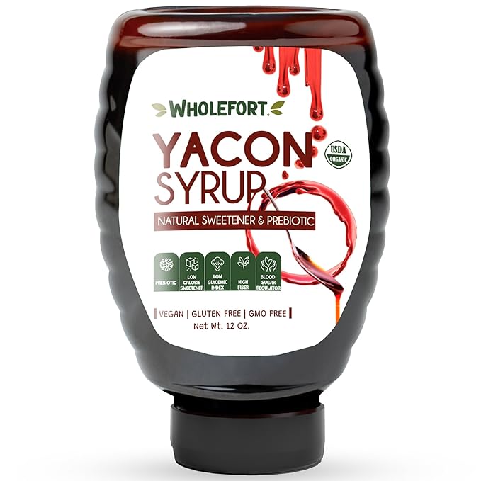 Peruvian Yacon Syrup a 100% Natural Sweetener - Low Glycemic Index - Vegan - Organic - Substitute for Sugar Honey and Molasses - Packed with FOS (fructooligosaccharide) a Prebiotic Fiber and Inulin -