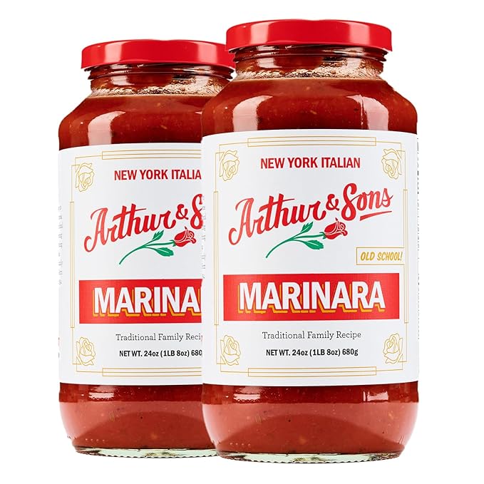 Arthur and Sons Marinara Sauce - Authentic Italian Recipe Premium Quality All-Natural Ingredients No Added Sugar Non-GMO Gluten-Free Perfect for Pasta Pizza and Dipping - 2 Pack (48oz)