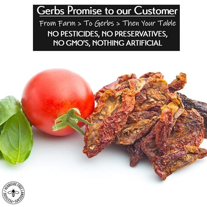 Gerbs Sun Dried Tomatoes 4 lbs. | Sea Salted Dehydrated Unsulfured Resealable Bag | Rich Umami Flavor Great for Salads &amp Charcuterie | Top 14 Allergen-Free