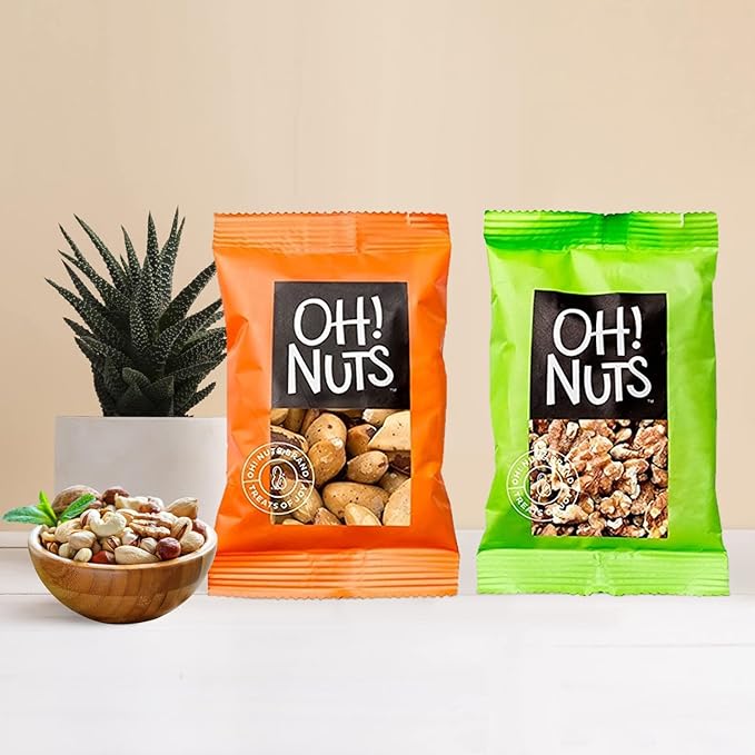 Oh! Nuts Mix Roasted Salted Individual Nut Snacks for On-the-Go - 12 Convenient Nut Snacks for School - Bulk Nuts Variety - Individual Packs (1.5 oz Each)