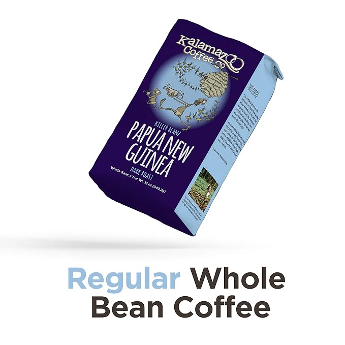 KALAMAZOO COFFEE COMPANY Papua New Guinea Whole Bean Coffee - Killer Beanz Dark Roast | 12oz Bag (3 Pack)