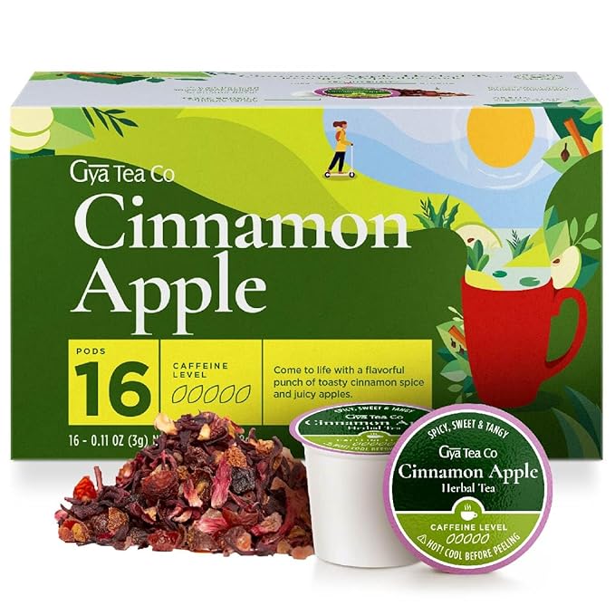 Gya Tea Co Berry Paradise K Cups Tea Pods Variety Pack &amp Cinnamon Apple Herbal Tea K Cups Variety Pack for Keurig 2.0 &amp1.0
