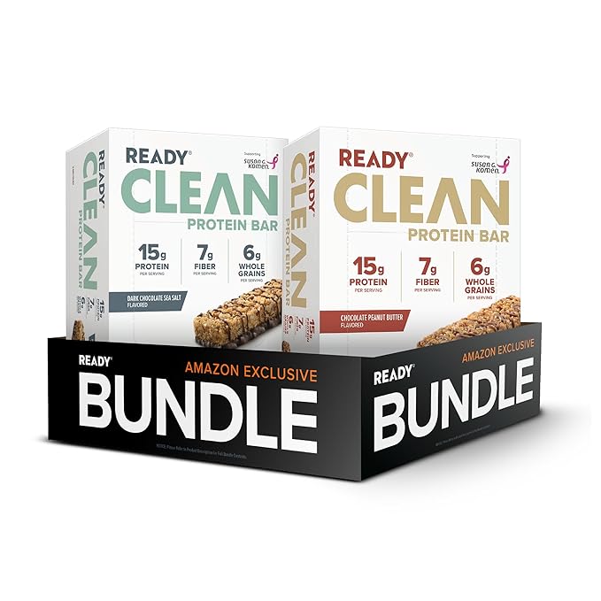 Ready® Protein Bars Bundle - High-Protein Snack with 15g Whey Protein With Flaxseeds and Omega-3s for Sustained Energy Supports Lean Muscle and Recovery - 24CT Total 12 Chocolate Peanut Butter &amp