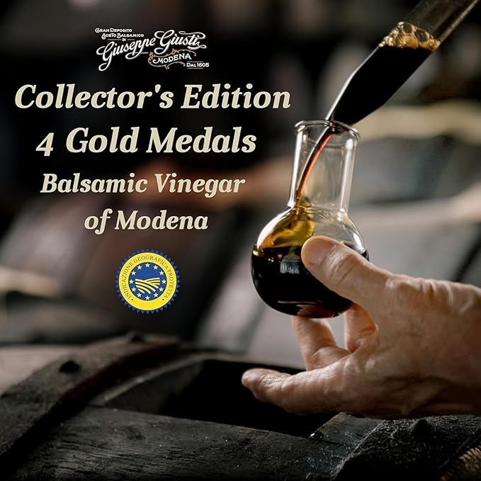 Giusti Balsamic Vinegar of Modena IGP – Extra Thick &amp Rich Aceto Balsamico di Modena Matured in Traditional Aging Casks - 4 Gold Medals Made in Italy in Gift Box - 8.45 fl oz (250 ml) - Pack of