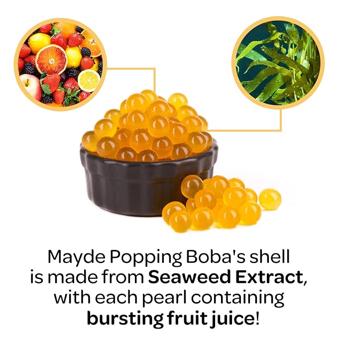 Mayde Popping Boba Pearls for Drinks Desserts &amp Breakfast Bowls - Bursting Blueberry Boba Popping Pearls (Blueberry Flavor 7 Pounds)