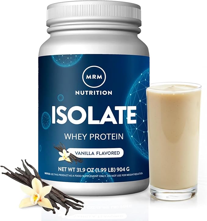 MRM Nutrition Isolate Whey Protein Powder - Vanilla Flavored 24 g Protein with Added BCAAs &amp Glutamine Digestive Enzymes Gluten-Free Hormone- and Antibiotic-Free - 29 Servings