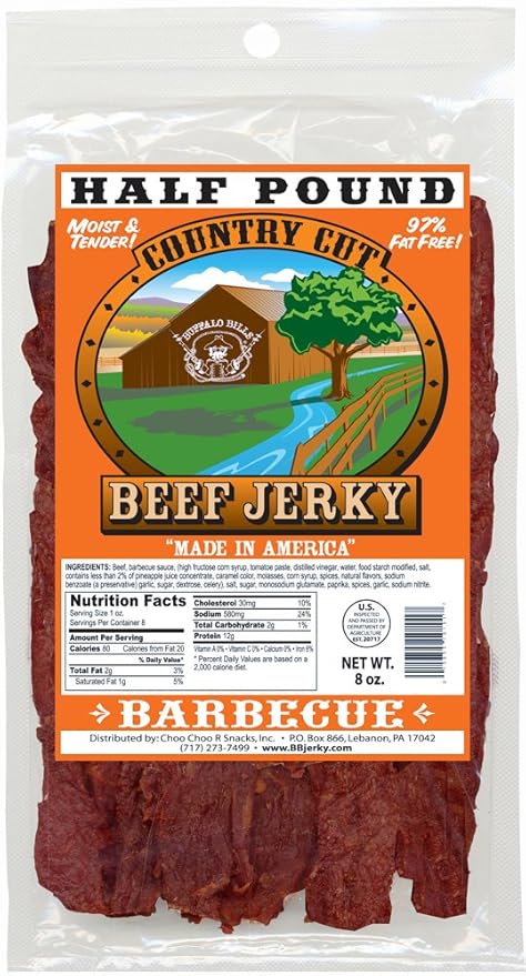 Buffalo Bills 8oz Barbecue Country Cut Beef Jerky Pack (moist &amp tender bbq beef jerky)