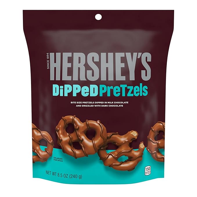 HERSHEY'S Milk and Dark Chocolate Covered Dipped Pretzels Bags 8.5 oz (6 Count)