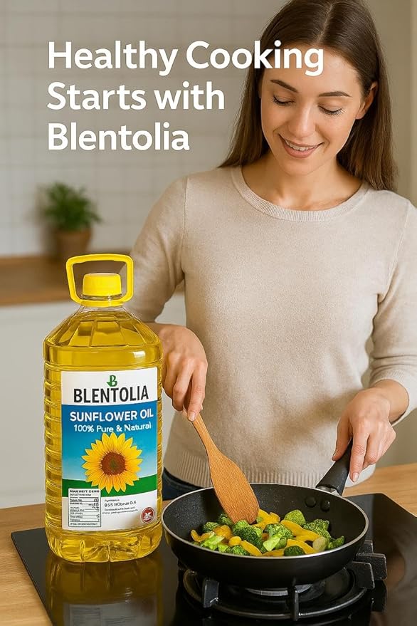 Blentolia- 100% Pure Sunflower Oil – 1.19 Gallon (4.5L) | Light Taste High Oleic | Ideal for Frying Cooking &amp Baking