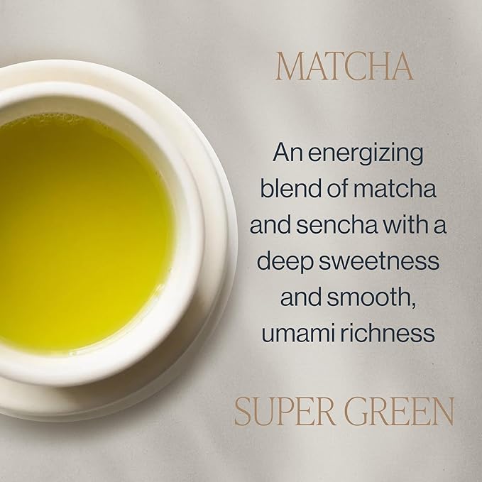 Rishi Tea Matcha Super Green Japanese Tea - Organic Caffeinated Sachet Bags Umami Antioxidant Rich Sencha &amp Matcha Blend - 15 Count (Pack of 6)