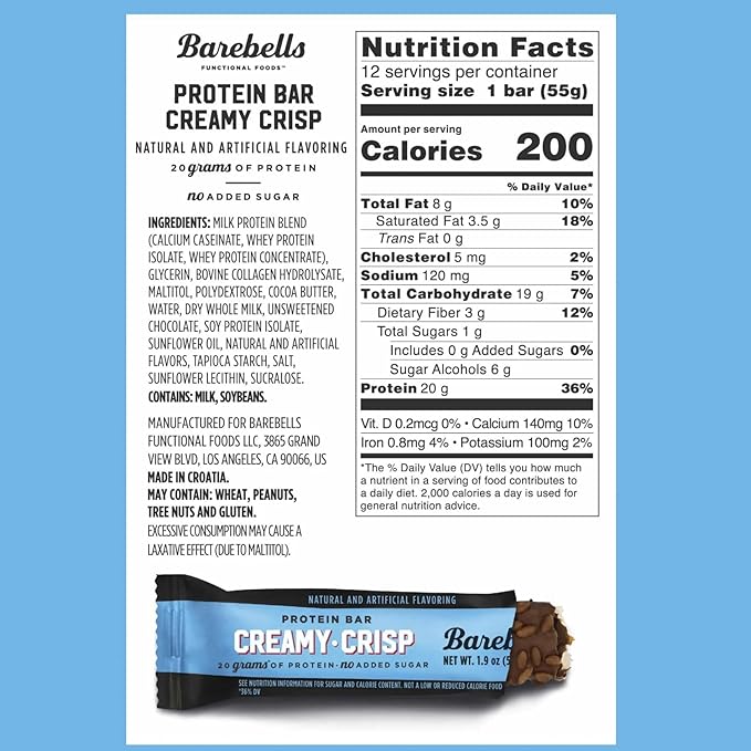 Barebells Protein Bar Bundle – Creamy Crisp &amp Chocolate Dough 24 Count Total 20g High Protein Chocolate Snack Bars with 1g Total Sugar for Breakfast or Post-Workout