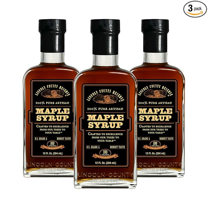Lincoln County Reserve 100% Pure Maple Syrup with Robust Taste 100% Pure Artisan Maple Syrup Made in the USA12 oz Glass Bottle 3 Pack