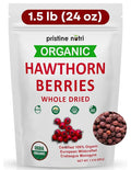 1.5 lbs (24 oz) 100% Organic Hawthorn Berries Dried Bulk | Make Hawthorn Berry Tea | European Wildcrafted Berries | Make Wellness Tea for Heart Support Blood Pressure and Stress Relief