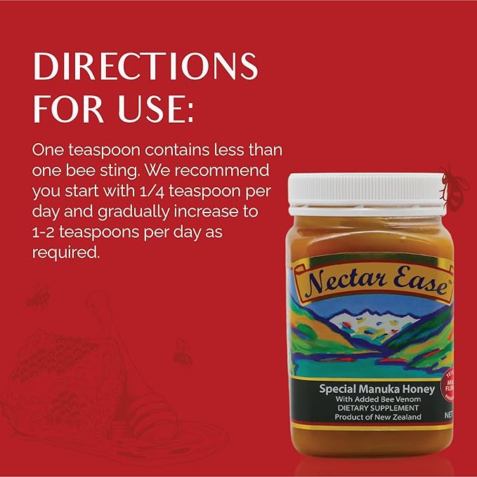 Nectar Ease - Manuka Honey with Bee Venom - by Nelson Honey New Zealand - 500g