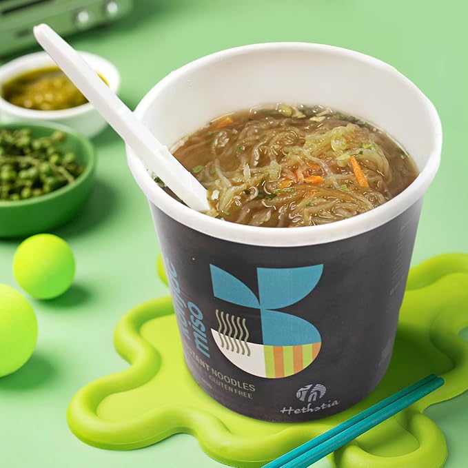 Hethstia Konjac Noodles Instant Miso Soup Cup – 6 Packs Shirataki Pasta Angel Hair with Low Carb Miso Broth Ready to Eat Ramen Low GI Keto-Friendly Healthy Asian Noodles Holiday Gift